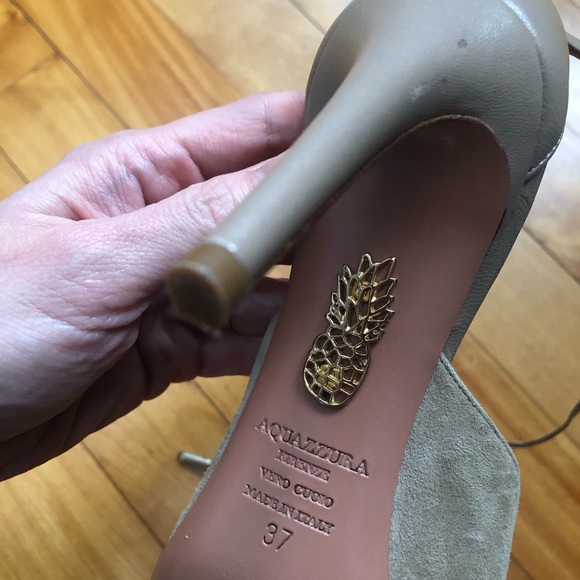 Excellent condition Aquazzura firenze taupe suede ankle tie heels size 37 - Picture 6 of 10